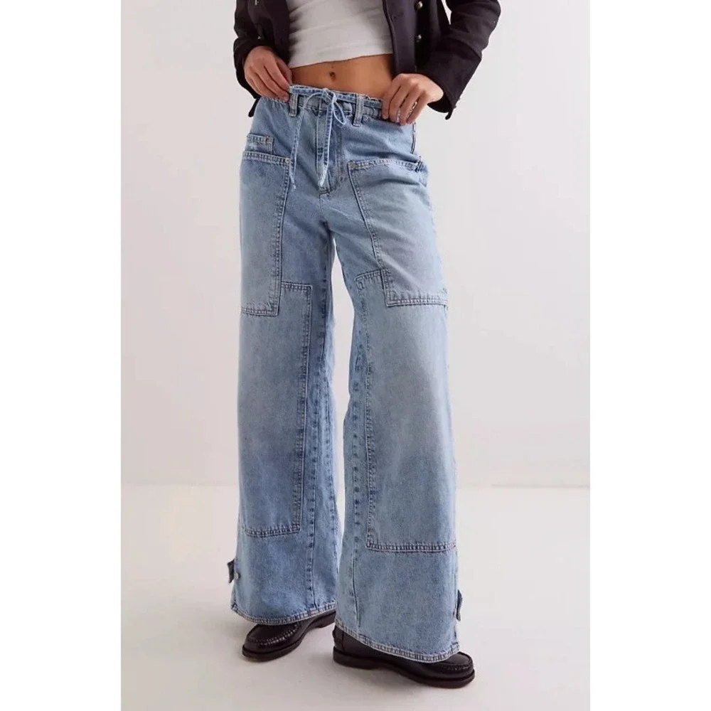 We The Free Free People CRVY Outlaw Wide Leg Jeans Women's Small Drizzle NWT